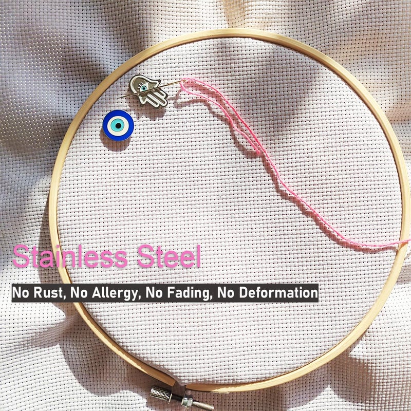 ESWEUOOM Evil Eye Needle Minder Magnetic, Protection Needle Nanny Keeper for Cross Stitch Embroidery Sewing Needle and Pin Holders Needlework Accessories Set Blue Silver Stainless Steel - Image 2