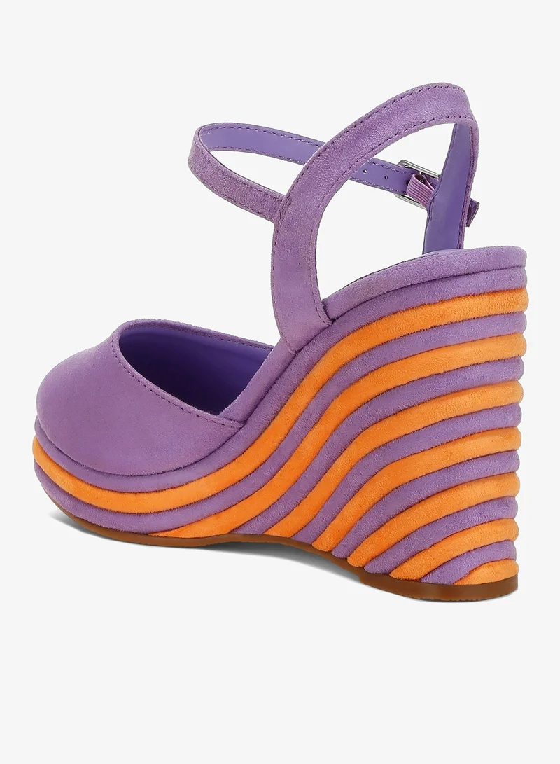 London Rag multicolour Dual Tone Wedge Sandals in Purple for Women | Best Price UAE