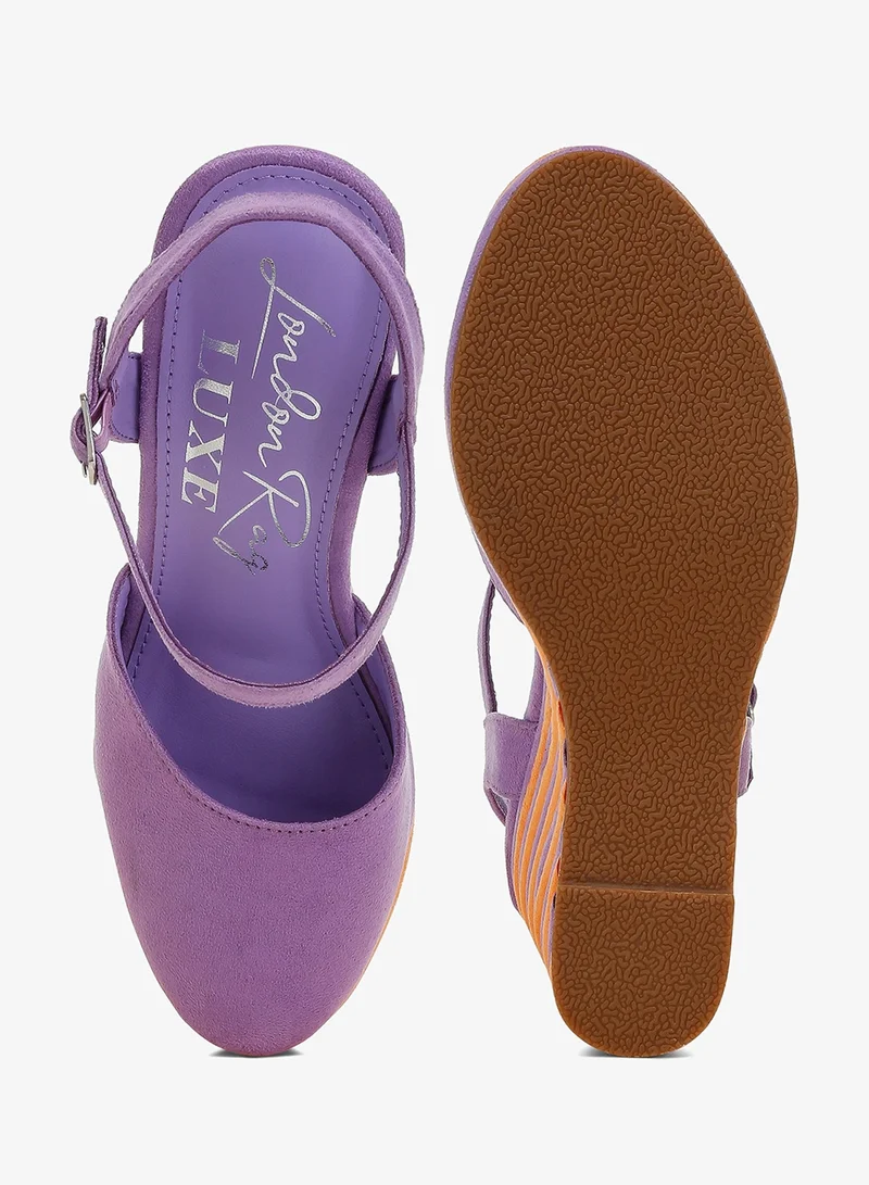 London Rag multicolour Dual Tone Wedge Sandals in Purple for Women | Best Price UAE