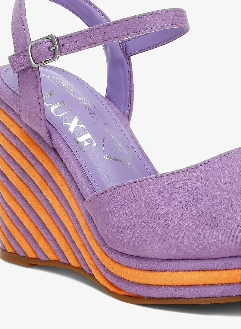 London Rag multicolour Dual Tone Wedge Sandals in Purple for Women | Best Price UAE