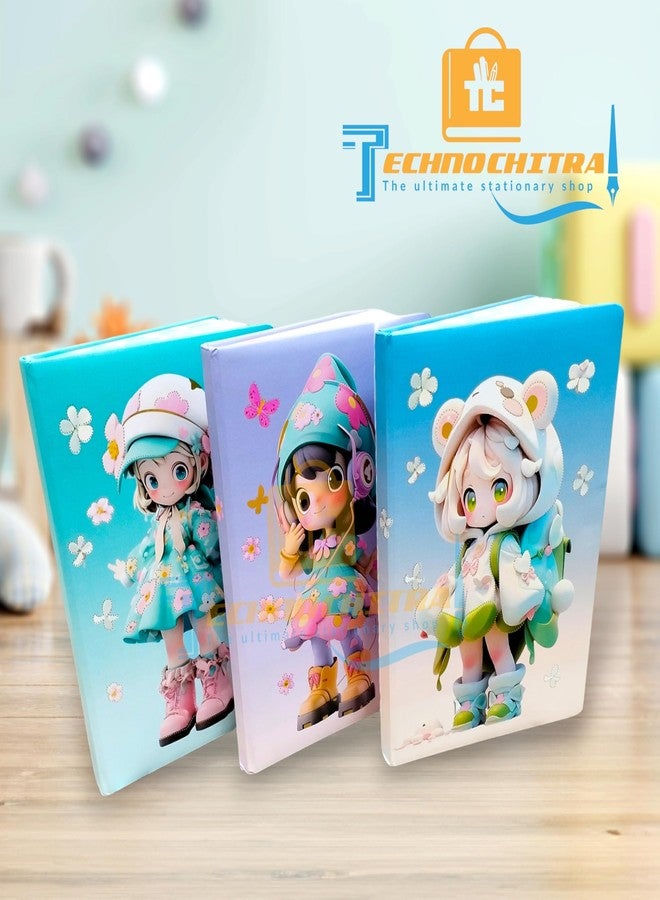 TECHNOCHITRA Cute Moon Eyes Doll A5 Diary Notebook Journal with Bookmark for Girls (Set of 1) | Color may vary - Image 5