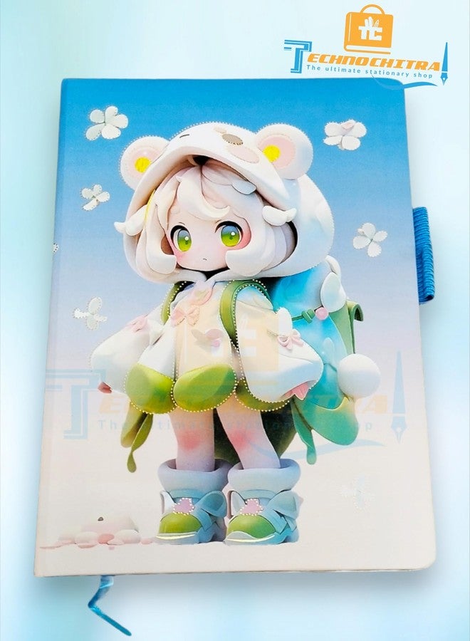 TECHNOCHITRA Cute Moon Eyes Doll A5 Diary Notebook Journal with Bookmark for Girls (Set of 1) | Color may vary - Image 2
