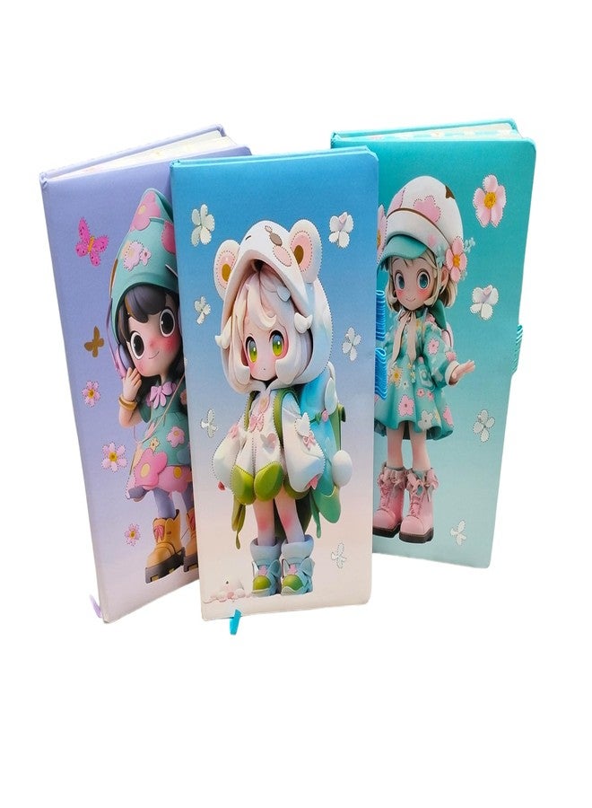 TECHNOCHITRA Cute Moon Eyes Doll A5 Diary Notebook Journal with Bookmark for Girls (Set of 1) | Color may vary - Image 1