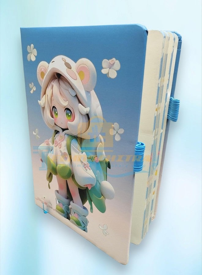 TECHNOCHITRA Cute Moon Eyes Doll A5 Diary Notebook Journal with Bookmark for Girls (Set of 1) | Color may vary - Image 3