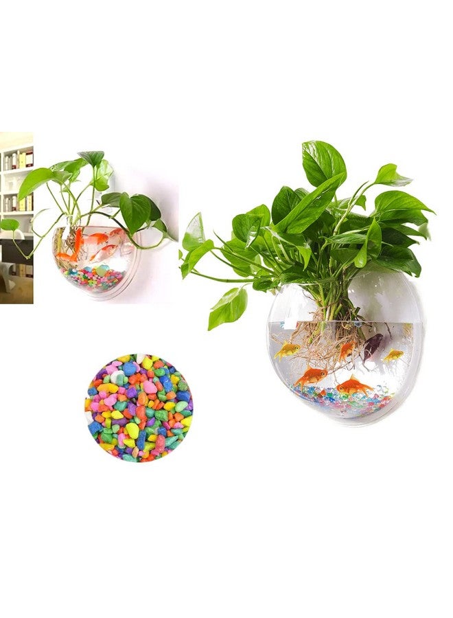 وعاء حائط أبيض من الأكريليك مقاس 15 بوصة من VAYINATO® (مع أحجار مجانية) لتزيين الحائط للأسماك والنباتات المائية الداخلية (15 بوصة) من Petzlifeworld - Image 2