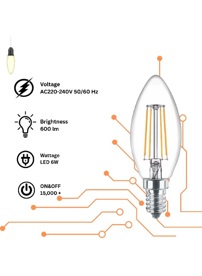 MFZ LED Lamp 6W | 2700K Warm White | 600 Lumens | AC 220-240V | 50/60Hz | 100 lm/W Energy Efficient Bulb - Image 3