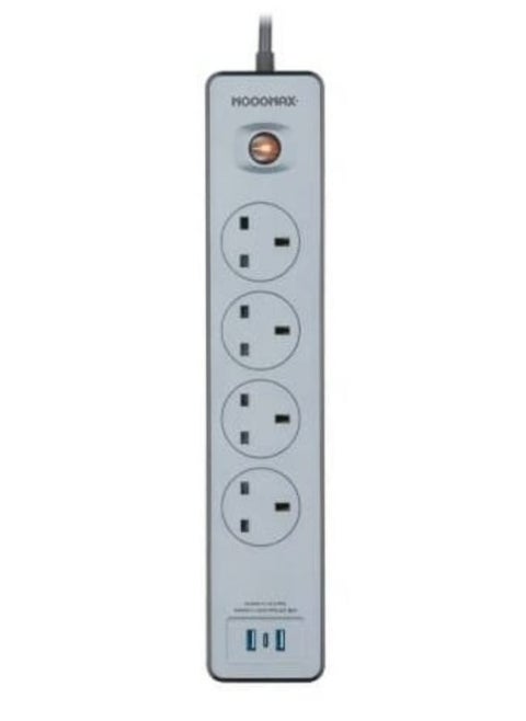 Moogmax MX EC001 Okami Multiple Cord Extension Set – Heavy-Duty 13A Power Strip with 4 Universal Outlets, PD 20W USB, SASO Certification, and 3-Year Warranty