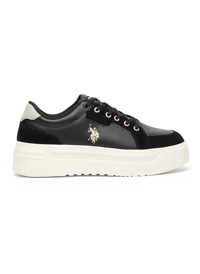 U.S. Polo Assn. Women's Black Platform Sneakers  - Stylish Lace-Up Design with Comfort Cushioned Sole for Everyday Wear