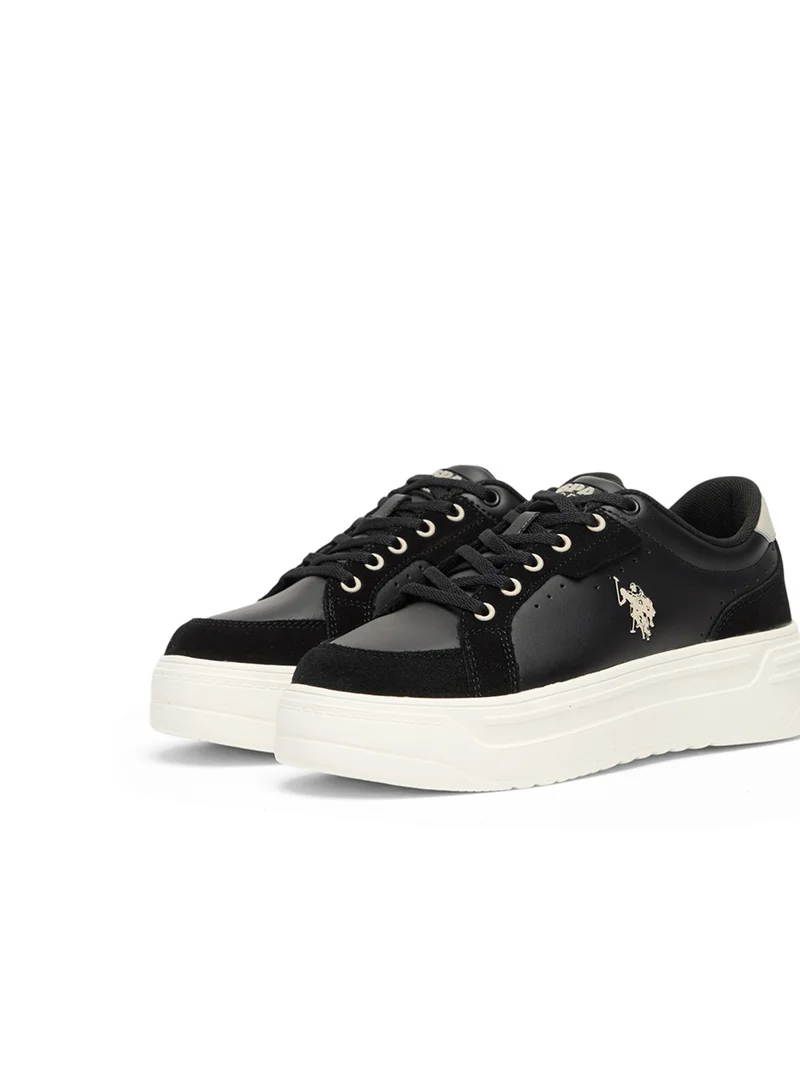 U.S. Polo Assn. Women's Black Platform Sneakers  - Stylish Lace-Up Design with Comfort Cushioned Sole for Everyday Wear