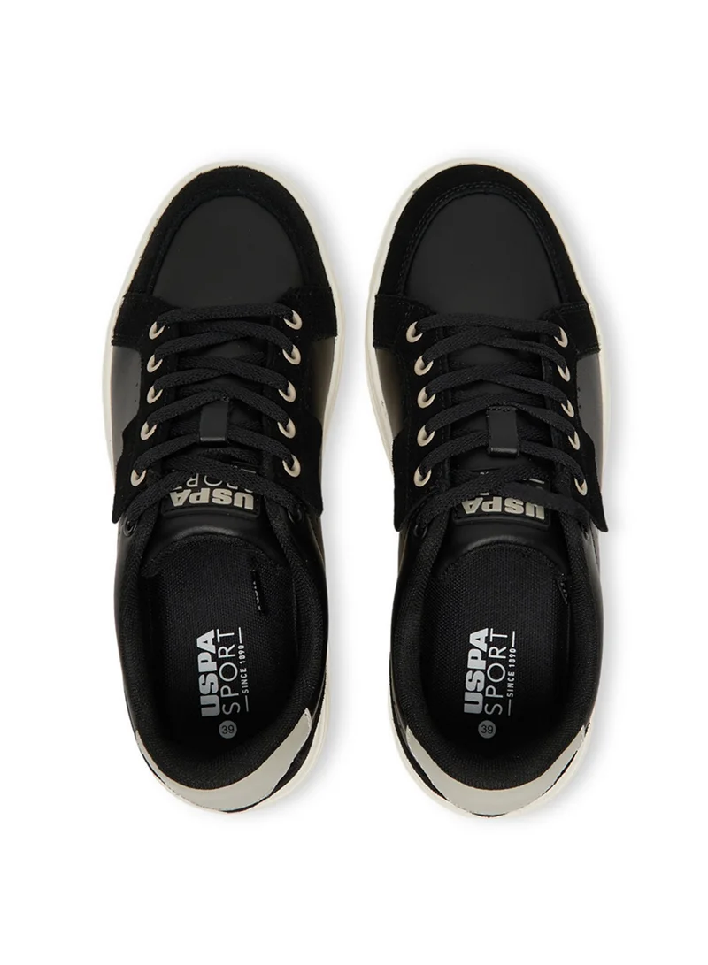 U.S. Polo Assn. Women's Black Platform Sneakers  - Stylish Lace-Up Design with Comfort Cushioned Sole for Everyday Wear