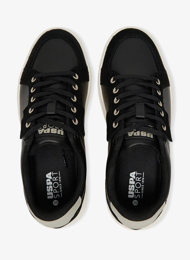 U.S. Polo Assn. Black/White Women's Black Platform Sneakers  - Stylish Lace-Up Design Shoes with Comfort Cushioned Sole for Everyday Wear for Women | Best Price UAE