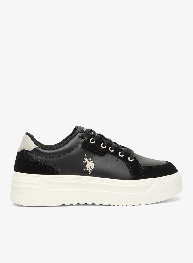 U.S. Polo Assn. Black/White Women's Black Platform Sneakers  - Stylish Lace-Up Design Shoes with Comfort Cushioned Sole for Everyday Wear for Women | Best Price UAE