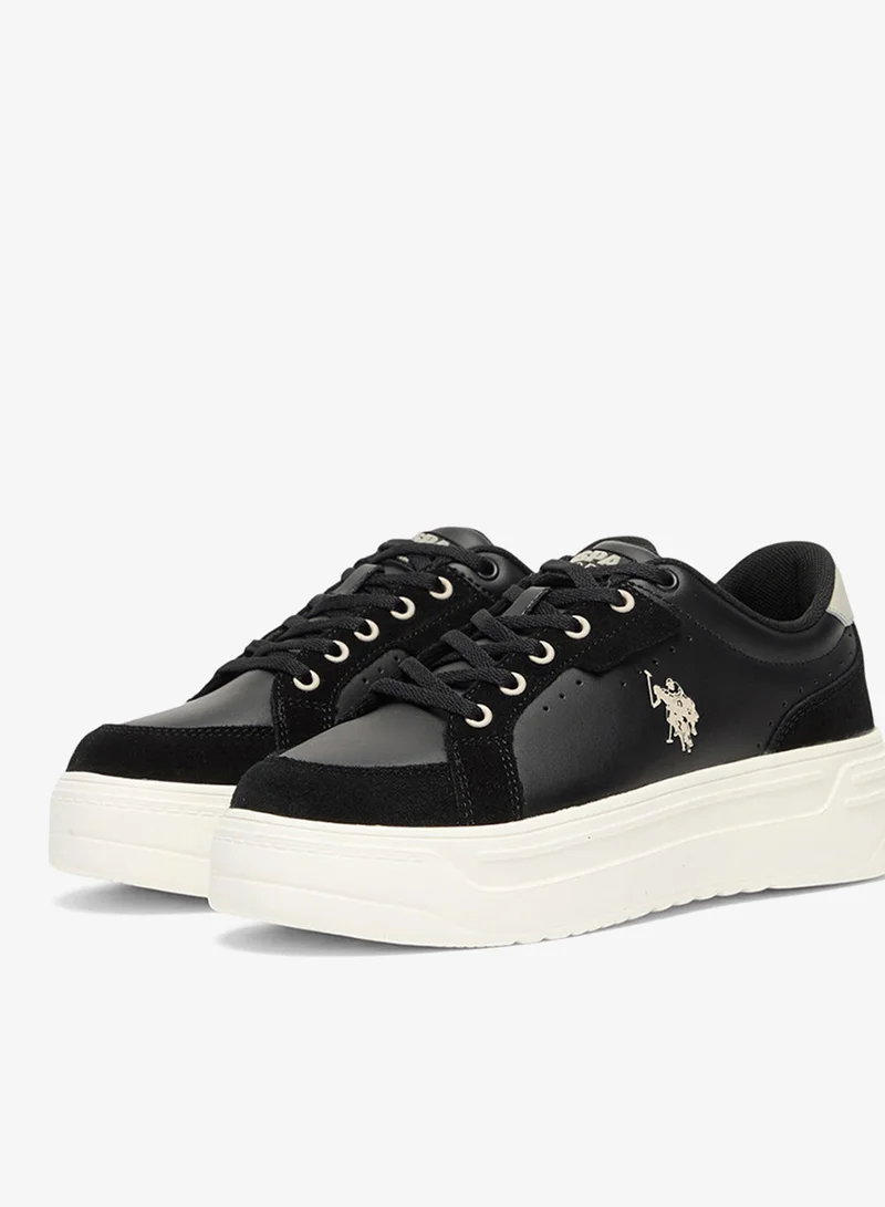U.S. Polo Assn. Black/White Women's Black Platform Sneakers  - Stylish Lace-Up Design Shoes with Comfort Cushioned Sole for Everyday Wear for Women | Best Price UAE