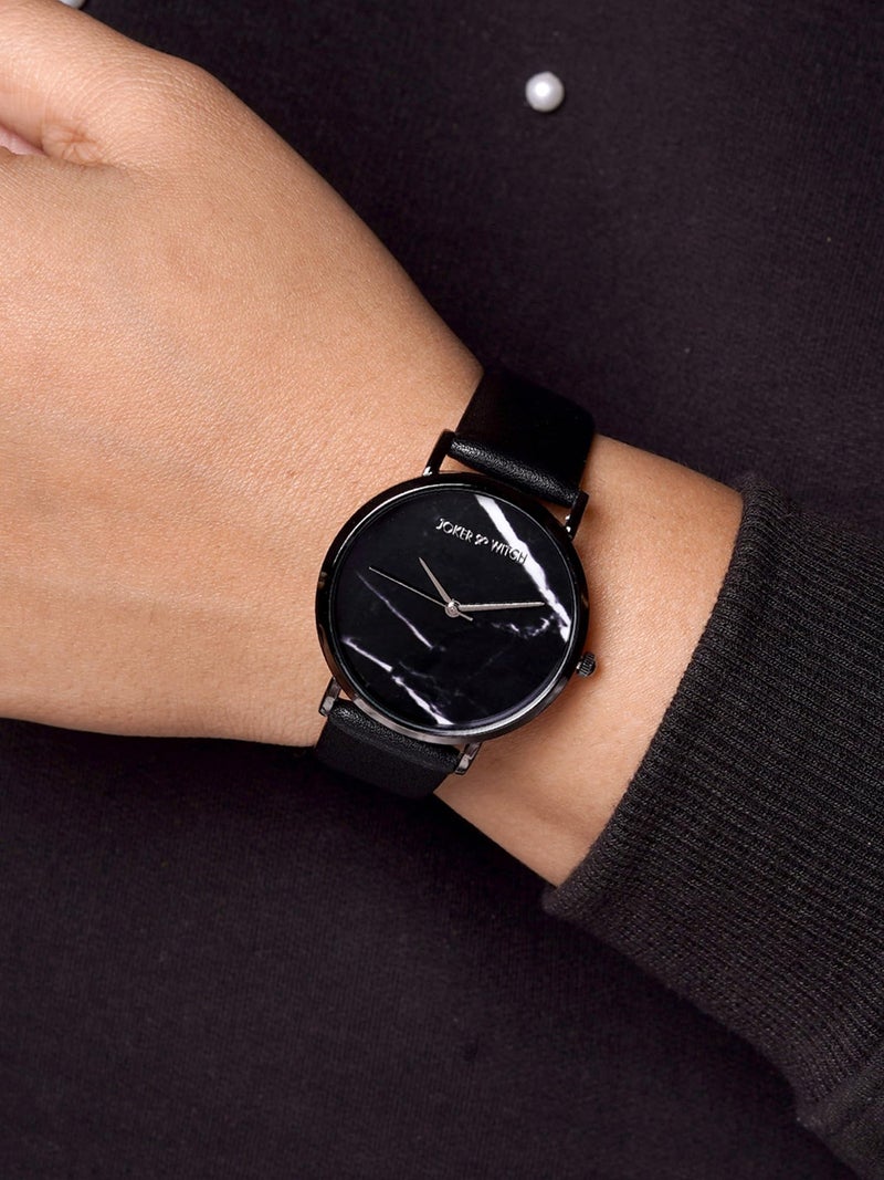 Joker & Witch Women Giselle 34mm Black Dial 18mm Faux Leather Watch - Image 2
