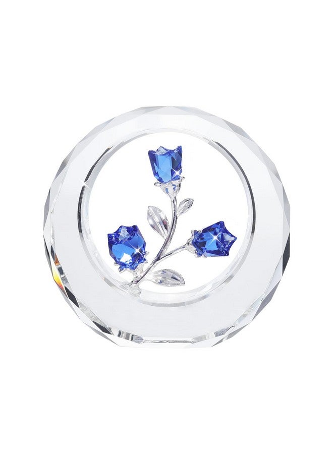 LONGWIN Crystal Tulips Flower Figurines with a Outer Circular Ring, Glass Spring Bouquet Collectible Figurines Home Decor - Gift Idea for Mothers Day, Valentine's Day (Cobalt Blue) - Image 1