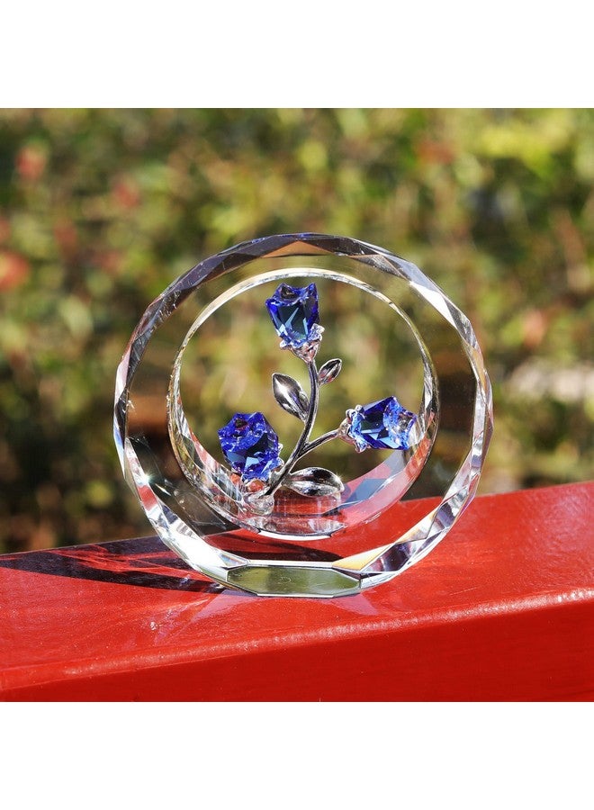 LONGWIN Crystal Tulips Flower Figurines with a Outer Circular Ring, Glass Spring Bouquet Collectible Figurines Home Decor - Gift Idea for Mothers Day, Valentine's Day (Cobalt Blue) - Image 4