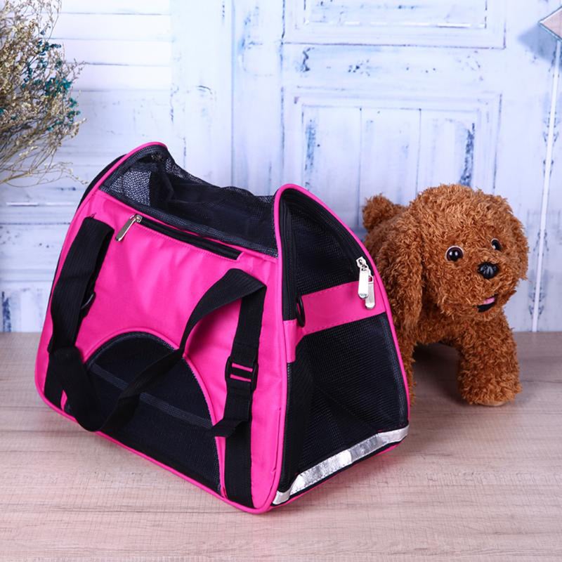 Cat Dog Pet Carrier Mesh Soft-sided Outdoor Travel Handbag with Safety Zippers Size S(Green) - Image 4