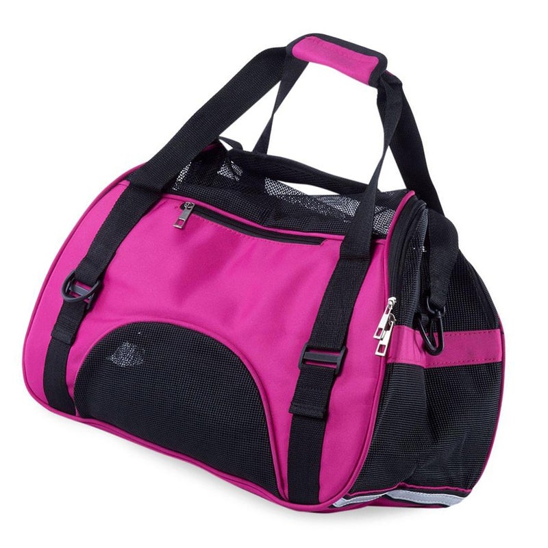 Cat Dog Pet Carrier Mesh Soft-sided Outdoor Travel Handbag with Safety Zippers Size S(Green) - Image 3