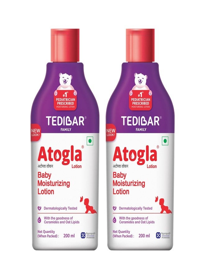 Atogla Baby Lotion 200ml (Pack of 2) from Tedibar Family with goodness of ceramides and oat lipids | No. 1* Pediatrician prescribed Moisturising Lotion- By Torrent Pharma - Image 1