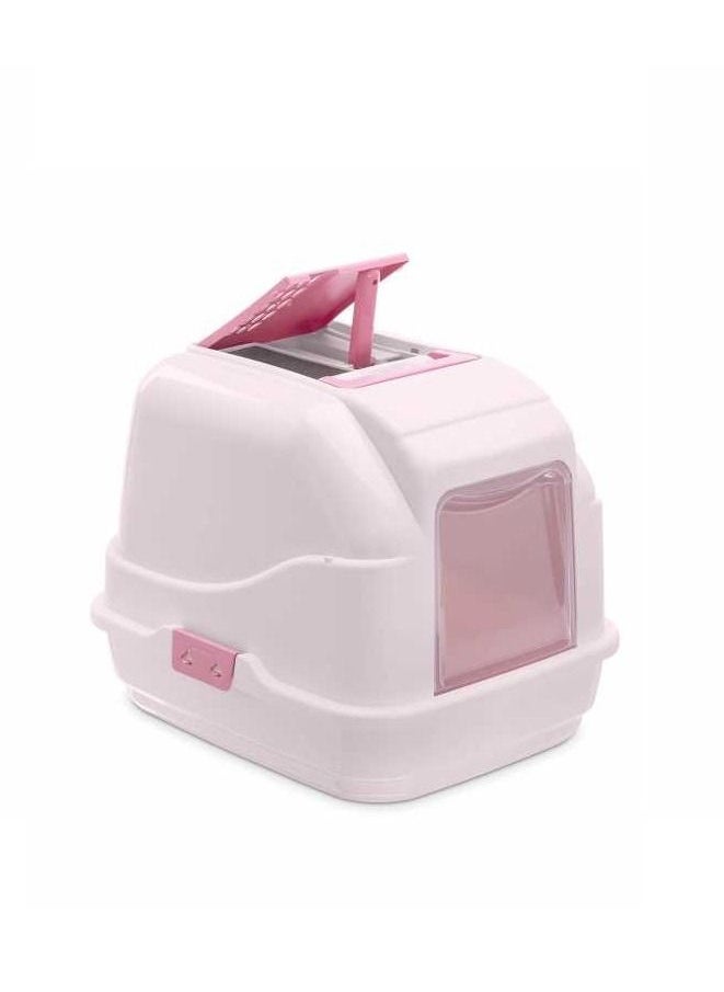 IMAC ITALY Easy Cat - Hooded Premium Cat Litter Box Pink 50X40X40Cm 