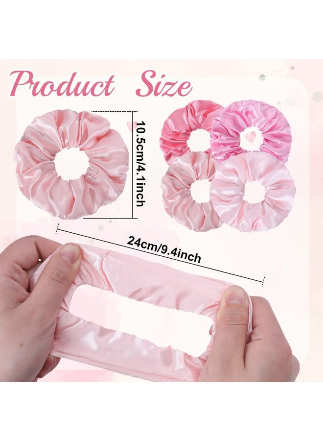Whaline 10Pcs Pink Hair Ponytail Holders Bulk Hair Scrunchies Elastic Hair Bands Gradient Pink Satin Fabric Hair Ties for Women Girls Teens Hair Accessories Party Gift Favors - Image 2