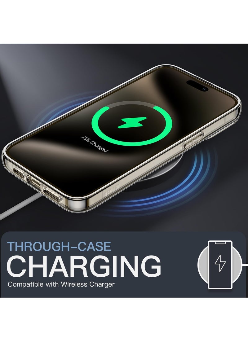 Jetech Magnetic Case for iPhone 15 Pro 6.1 Inch Compatible with MagSafe Wireless Charging Shockproof Phone Bumper Cover Anti Scratch Clear Back Clear - Image 3