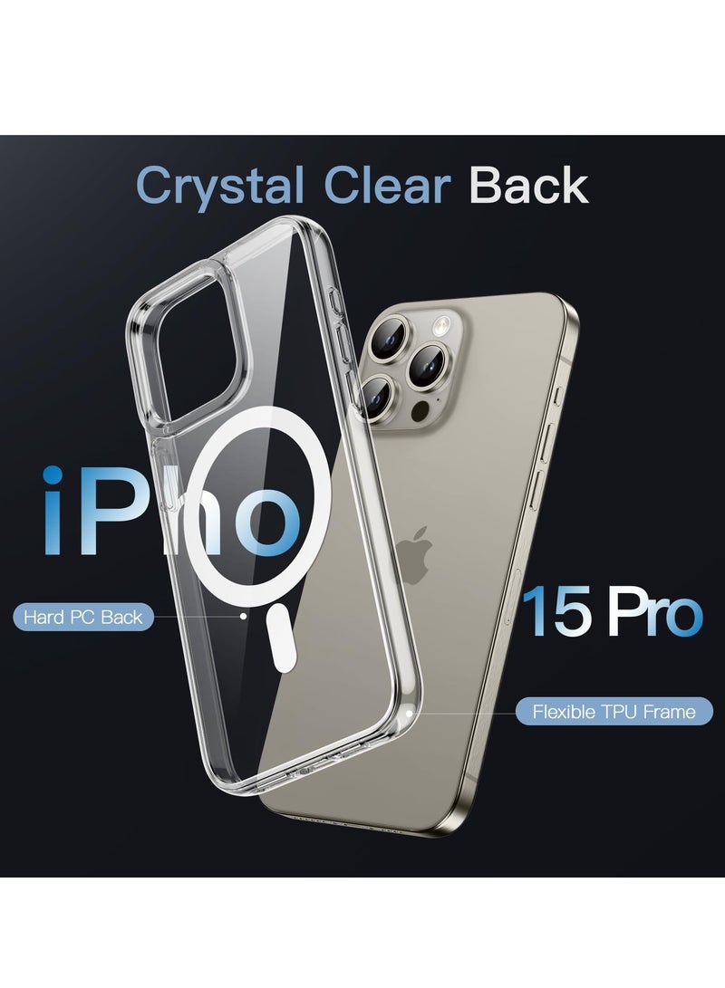 Jetech Magnetic Case for iPhone 15 Pro 6.1 Inch Compatible with MagSafe Wireless Charging Shockproof Phone Bumper Cover Anti Scratch Clear Back Clear - Image 2