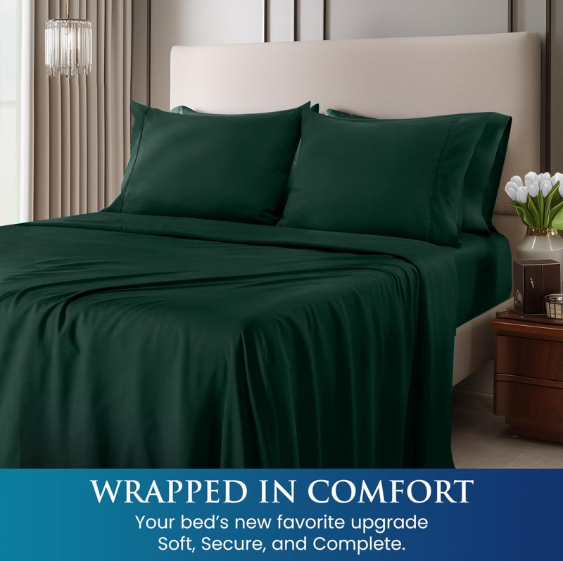 Utopia Bedding Queen Sheet Set - Brushed Microfiber - Soft Bed Sheets for Queen Size Bed Set - Includes 1 Fitted, 1 Flat, & 2 Pillow Cases - Deep Pocket (Emerald) - Image 4