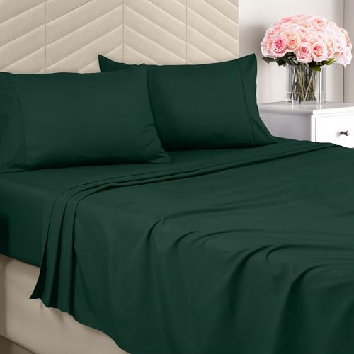 Utopia Bedding Queen Sheet Set - Brushed Microfiber - Soft Bed Sheets for Queen Size Bed Set - Includes 1 Fitted, 1 Flat, & 2 Pillow Cases - Deep Pocket (Emerald) - Image 1