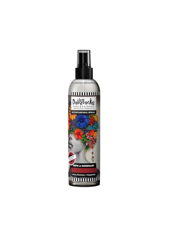 Dollylocks Refreshening Spray for Locs, Braids, Extensions, Dreadlocks | Rosemary Peppermint Lemon | Plant-based, Residue-free, Sulfate-free | Refresh Moisturizing Scalp Relief | 8 oz - Image 1