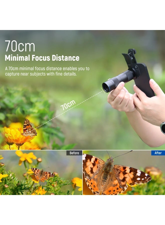 Neewer 400mm Phone Telephoto Lens — 29× Zoom & 70cm Close Focus (Macro), 15 Elements/12 Groups HD Optics, Tripod-Ready, 17mm Threaded Lens Clip | 400mm Phone Telephoto Lens with 17mm Threaded Lens Clip - Image 4