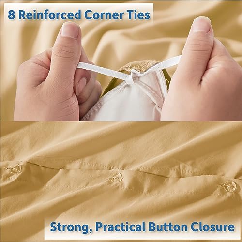 Nestl Camel Gold Duvet Cover King Size - Soft Double Brushed King Duvet Cover Set, 3 Piece, with Button Closure, 1 Duvet Cover 104x90 inches and 2 Pillow Shams - Image 4
