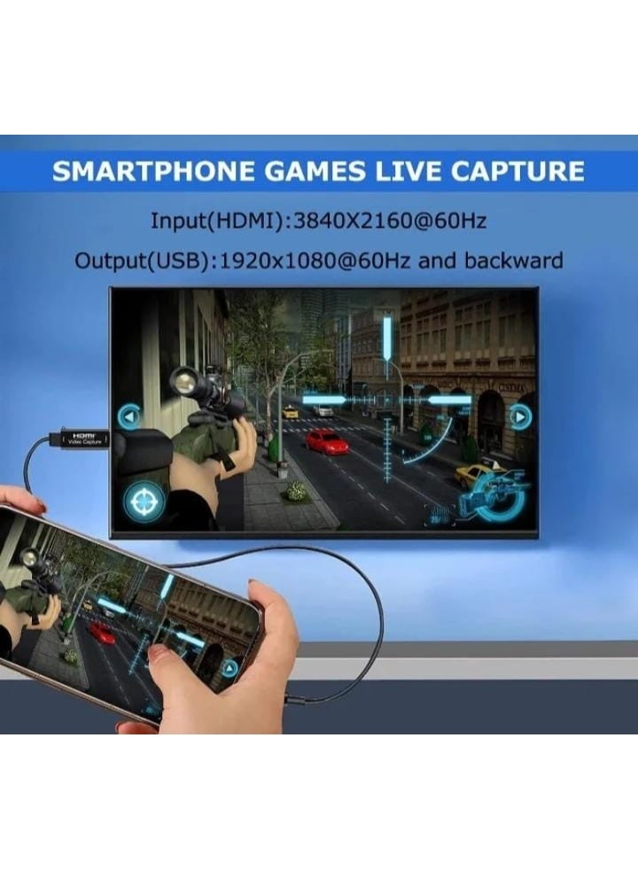 HDMI to USB 2.0 Video Capture Card: Supports 1080p/30fps output and 4K/30Hz input—ideal for game recording, live streaming, and video production. - Image 2
