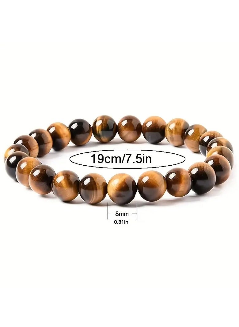Home Clearance Sale 3pcs Hot Sale 8mm Natural Stone Beads Men's Bracelet, Rose Quartz Agate Stone Combination Bracelet Women's Bracelet - Image 4