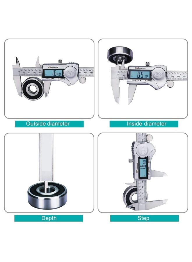 فرجار رقمي، أداة قياس فرجار 12 بوصة من الفولاذ المقاوم للصدأ، تصميم مقاوم للرذاذ IP54، شاشة LCD كبيرة، تحويل سهل من الكسر المتري بالبوصة (الحجم: 300 مم) - Image 3