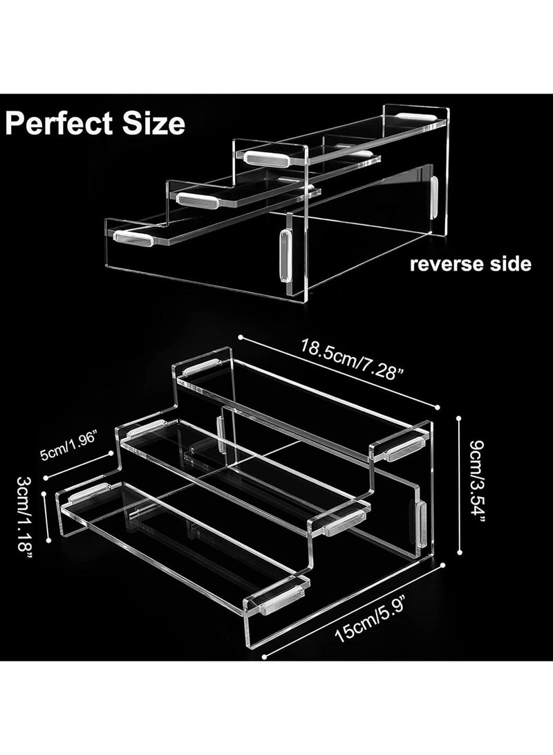 Raxoom Acrylic Display Riser Step Stand, 3 Tiers Clear Display Riser Perfume Organizer, Spice Rack, Display Shelves, Display Stand for Funko POPs, Collectibles, Toys, Action Figures, Perfume, Dessert - Image 3