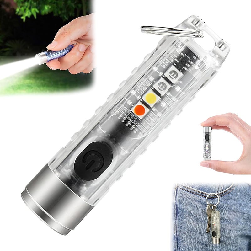 WISKA WISKA Mini Pocket Torch Light Rechargeable Small LED Flashlight Keychain with USB Charging for Camping EDC COB Powerful Lights Compact and Lightweight Key Chain Size  - Image 1