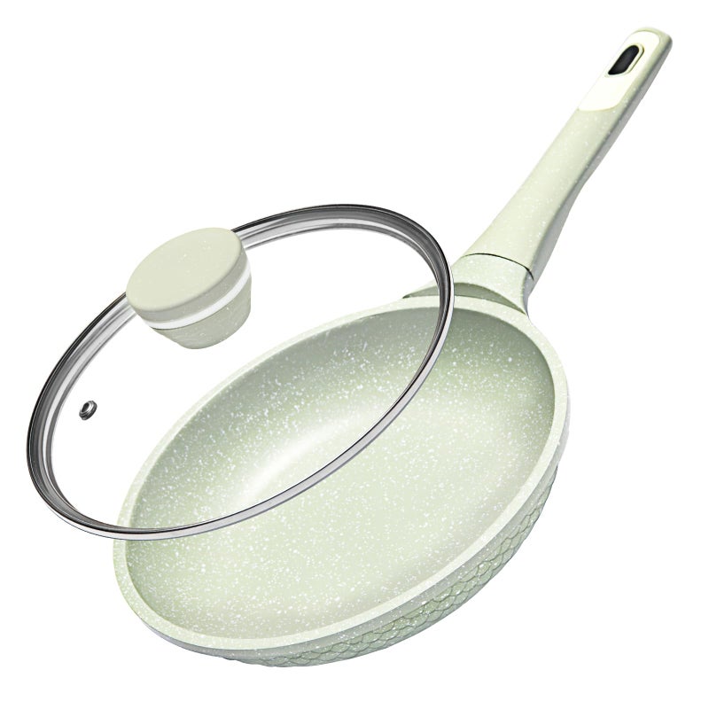 Xuanying non stick frying pans with Lid 8 inch- Nonstick Frying Pan, Non Stick Granite Cookware, Induction Skillet Set Egg Omelette Frying Pan W/Lid, Healthy No Toxic Cookware, Pan Set for Cooking, PFOA Free - Image 1