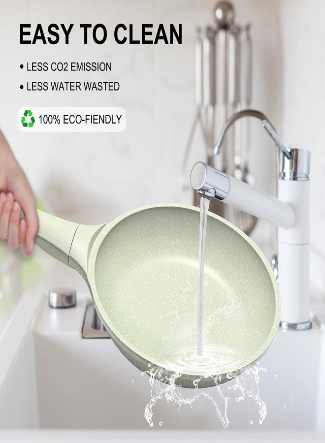 Xuanying non stick frying pans with Lid 8 inch- Nonstick Frying Pan, Non Stick Granite Cookware, Induction Skillet Set Egg Omelette Frying Pan W/Lid, Healthy No Toxic Cookware, Pan Set for Cooking, PFOA Free - Image 4