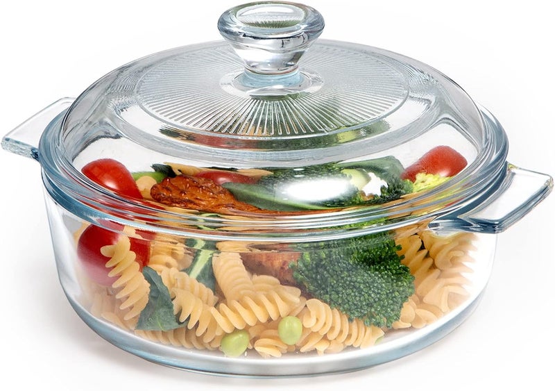 NUTRIUPS Mini Glass Casserole Dish with Lid Oven Safe Covered Round Casserole Dish 6" Glass Microwave Bowls With Lid Casserole Cookware (26oz-Mini) - Image 1