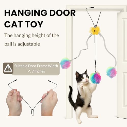 Fokauiwo Interactive Cat Toys for Indoor Cats, Self-Play Hanging Door Toy for Kitten, Adjustable Height Exercise Bell Ball to Keep Kittens Active - Image 3