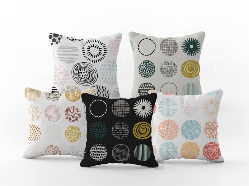 HOOPY Canvas Set of 5 Designer Decorative Throw Pillow/Cushion Covers (16 Inch X 16 Inch) 100 TC,Multicolor - Image 3