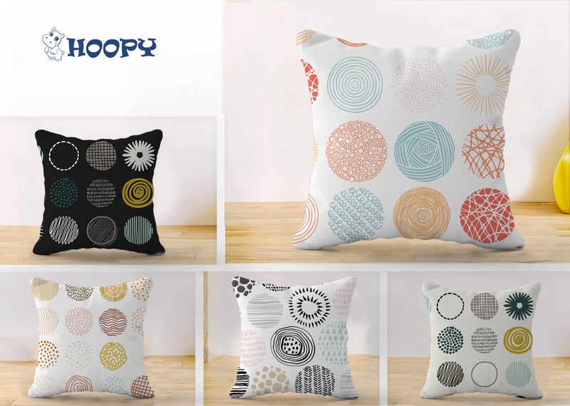 HOOPY Canvas Set of 5 Designer Decorative Throw Pillow/Cushion Covers (16 Inch X 16 Inch) 100 TC,Multicolor - Image 2