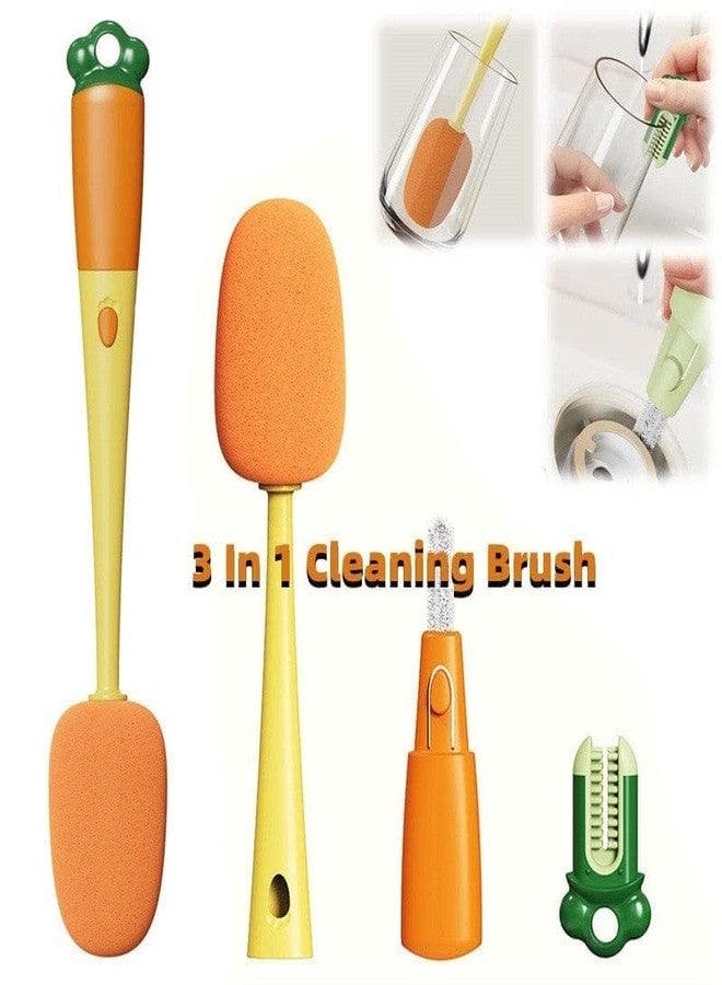 Olafur 3 in 1 Multifunction Cleaning Brush Set, 360 Degree Cleaning Long Plastic Handle Cup Brush, Safe On Multiple Types of Water Bottles, Baby Bottles- Pack of 1 (Baby Cup) - Image 3