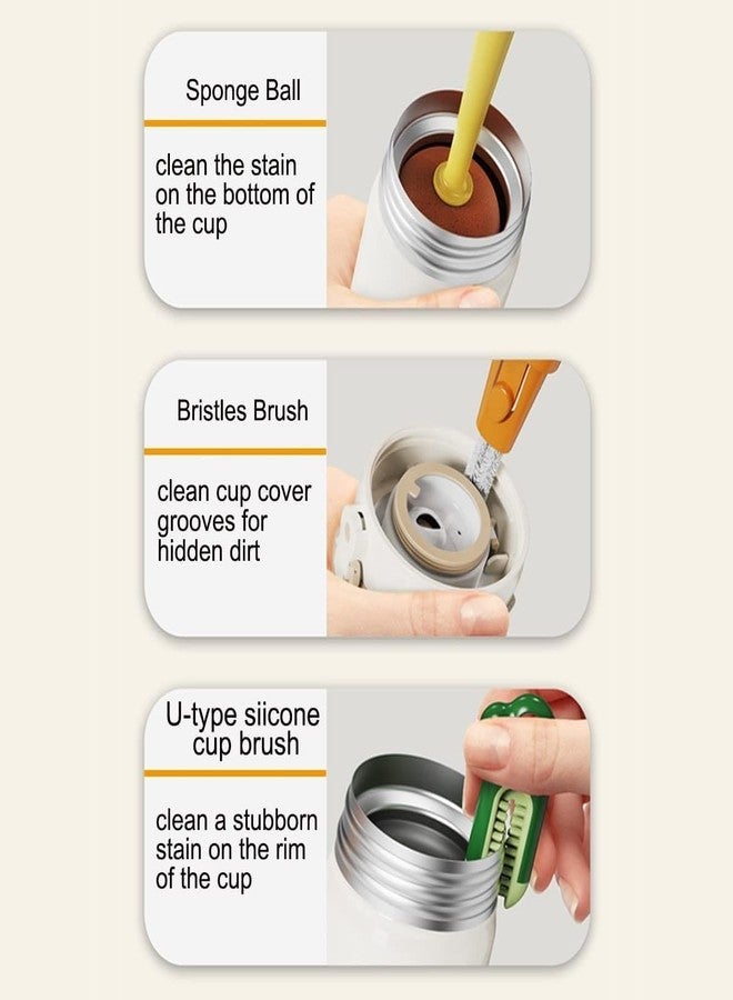 Olafur 3 in 1 Multifunction Cleaning Brush Set, 360 Degree Cleaning Long Plastic Handle Cup Brush, Safe On Multiple Types of Water Bottles, Baby Bottles- Pack of 1 (Baby Cup) - Image 4