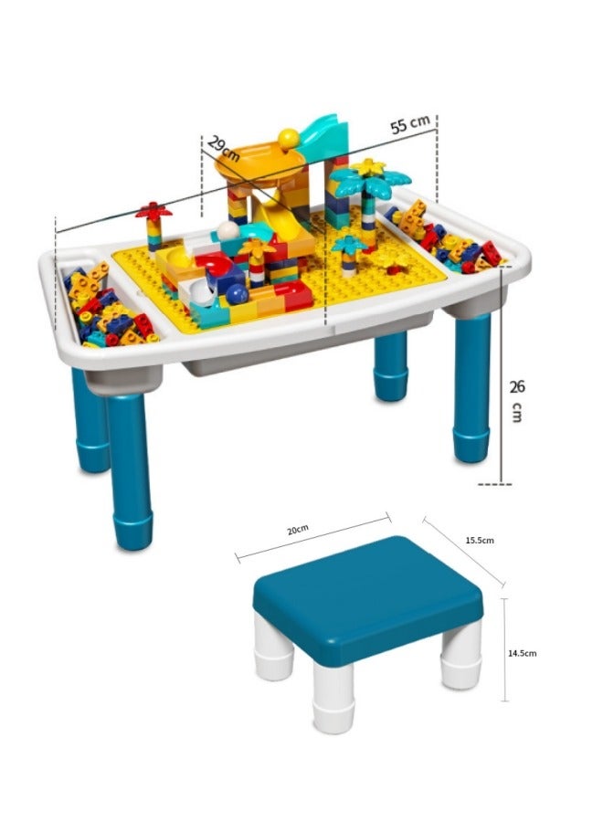 Building Blocks Table,Toddlers Activity Table,5-in-1 Multi Activity Play Table Set with Storage Includes 1 Chair and 108 Pieces Compatible Large Bricks Building Blocks for Kids Ages 2 and Up - Image 2