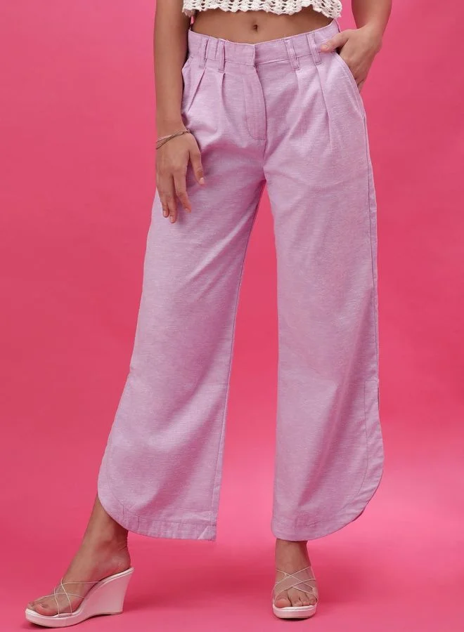 Freehand Freehand Women Purple Wide Leg Pants with Belt Loops
