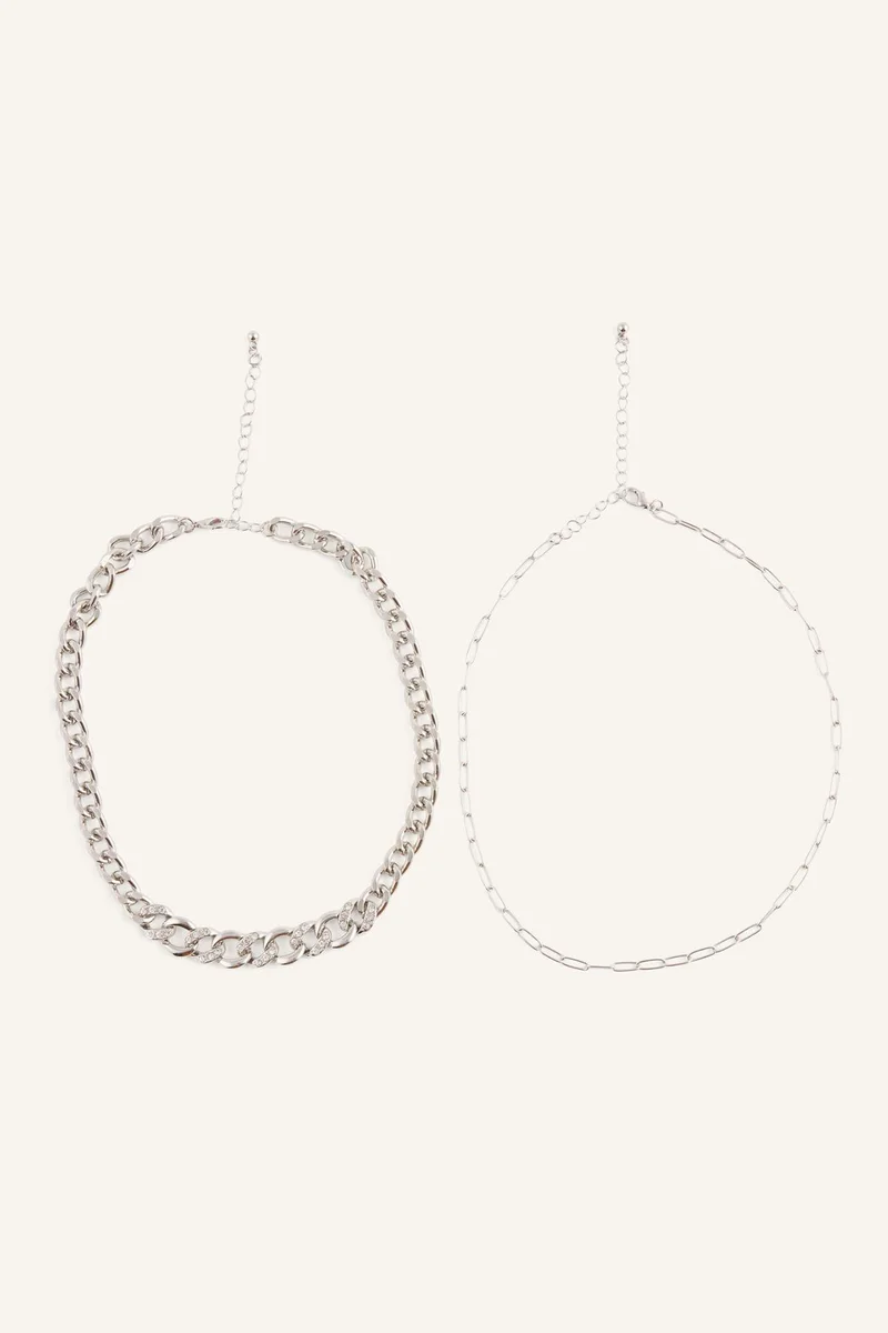 Woman 2 Piece Chain Necklace