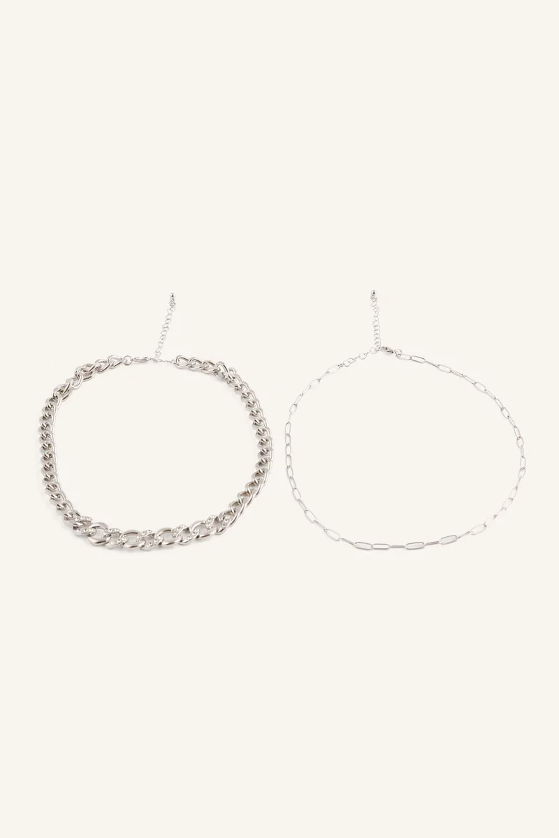 Defacto  Woman 2 Piece Chain Necklace for Women | Best Price UAE
