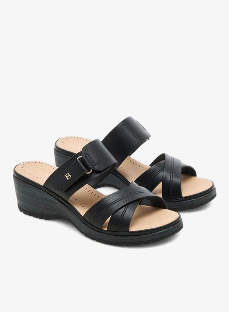 Flora Bella Textured Cross Strap Sandals With Wedge Heels